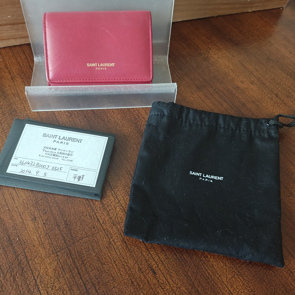 Saint Laurent Pink Leather Card & Key Holder